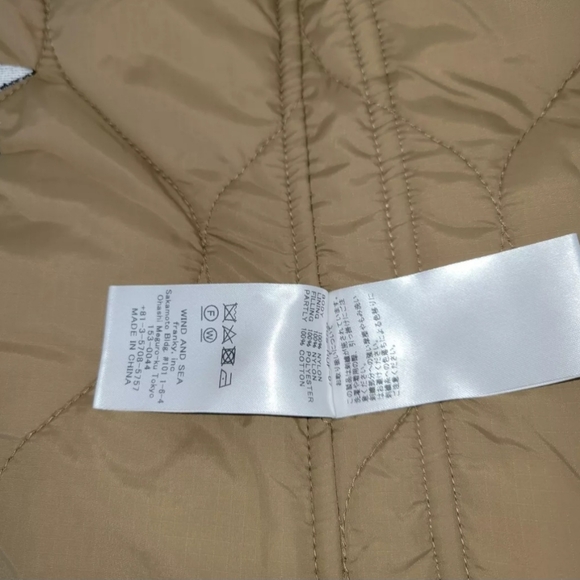 Wind and Sea HUF X WDS Quilted Liner Jacket Brown Size F - Picture 11 of 11